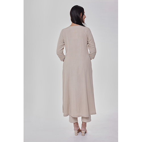 Beige On Beige Embroidered Straight Kurta - High-quality Fabric, Elegant Intricate Patterns | Washable, Suitable For All Seasons, Versatile For Casual And Semi-formal Wear