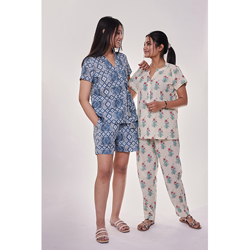 Washable Blue Kaleidoscope Printed Shorts Co-ord Set