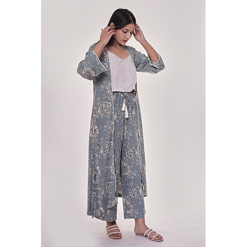Multicolor Grey Printed Shurg Co-ord Set