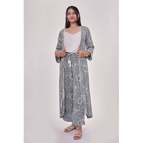 Multicolor Grey Printed Shurg Co-ord Set