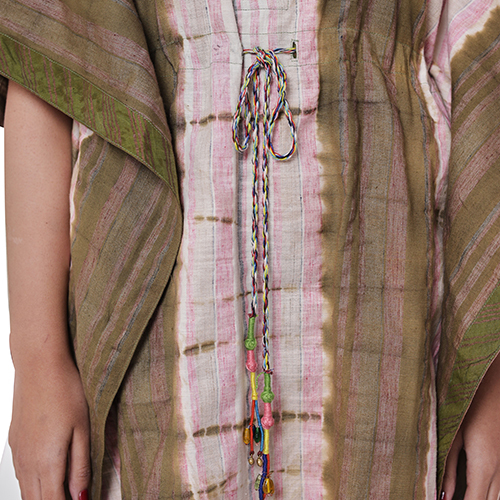 Shibori Tie Dye Mid Length Kaftan - Modern All-season Printed Dress | Washable Stylish Design