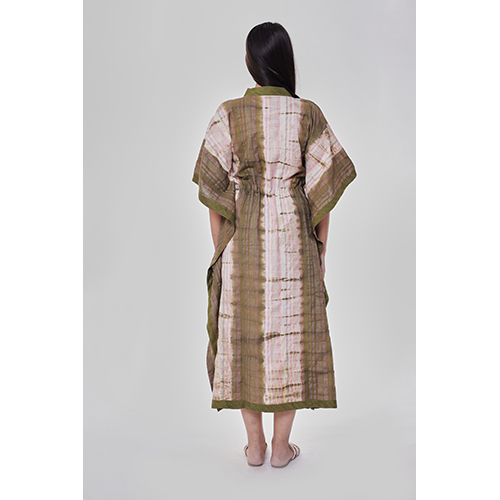 Shibori Tie Dye Mid Length Kaftan - Modern All-season Printed Dress | Washable Stylish Design
