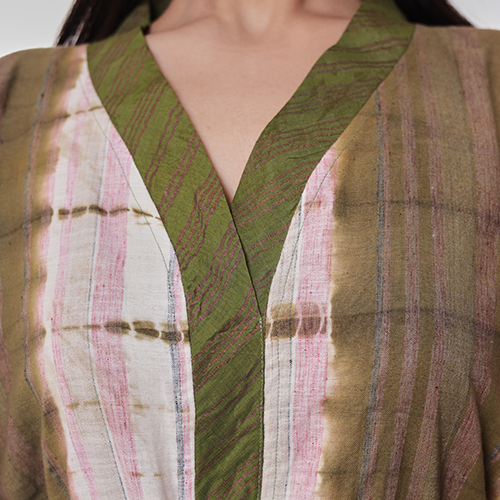 Shibori Tie Dye Mid Length Kaftan - Modern All-season Printed Dress | Washable Stylish Design