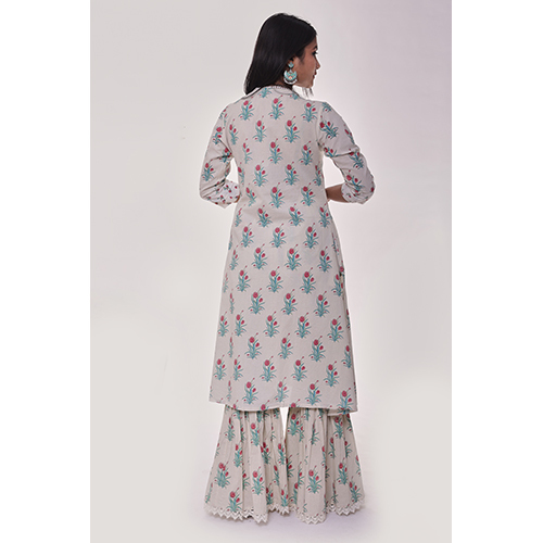 Multicolor White Floral Sharara Set