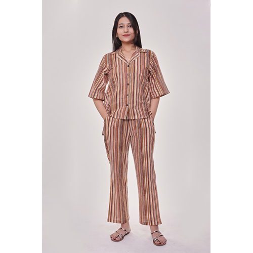 Washable Multi Color Striped Night Suit