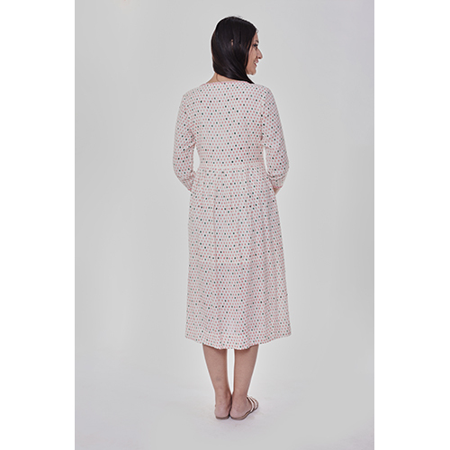 Washable Front Open Gathered Pocket Midi Dress