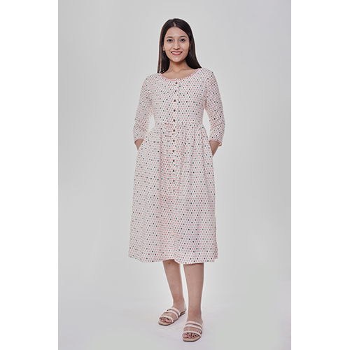 Washable Front Open Gathered Pocket Midi Dress
