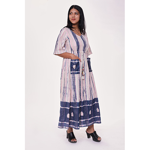 Washable Pink And Blue Tie Dye Dress