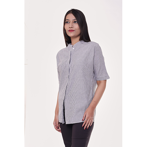Hidden Placket Drop Shoulder Shirt - Washable Fabric, Unique Bead Closure, Short Sleeves For All Seasons