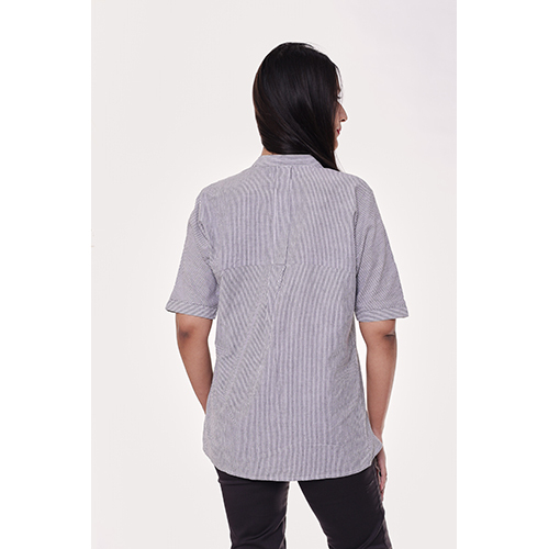 Hidden Placket Drop Shoulder Shirt - Washable Fabric, Unique Bead Closure, Short Sleeves For All Seasons