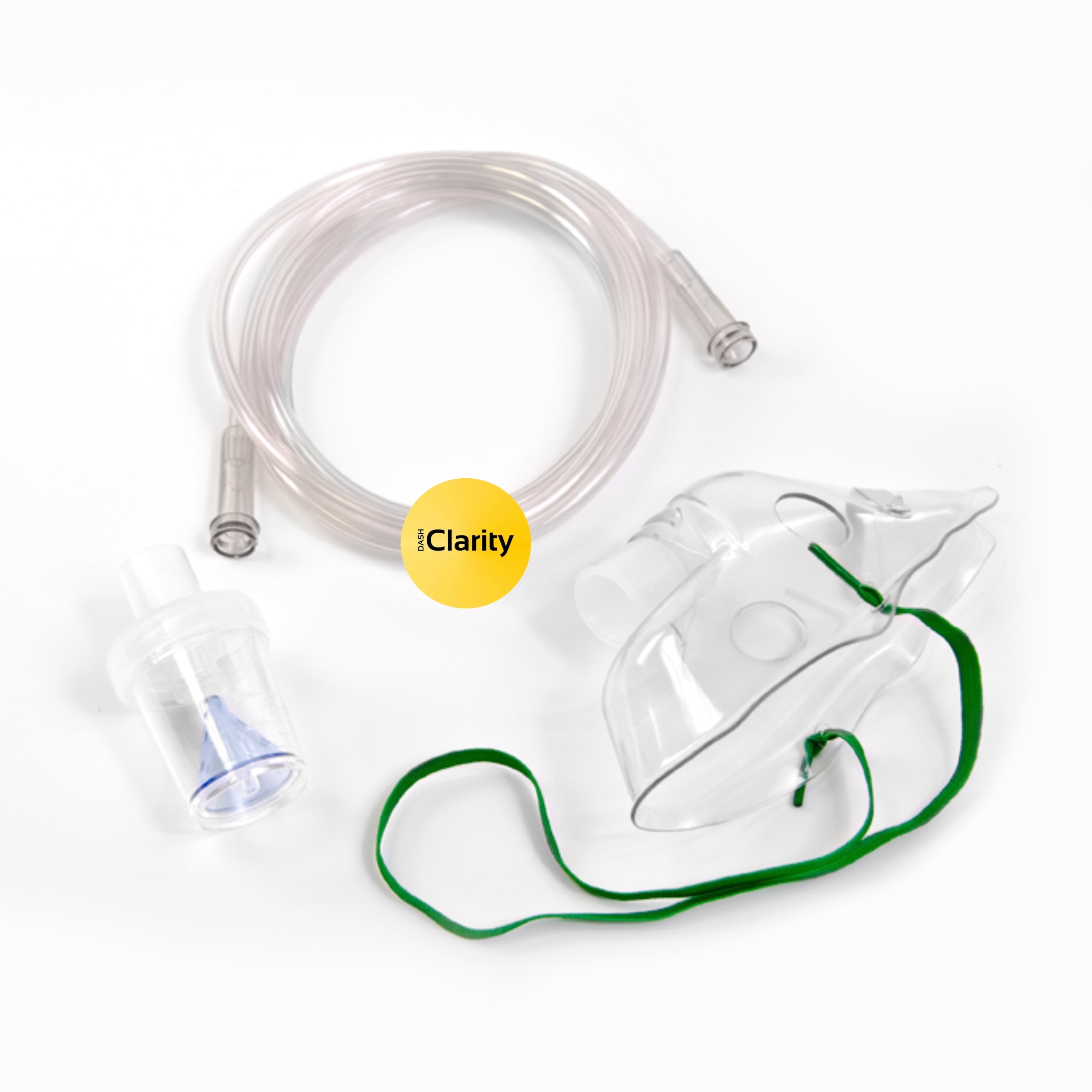 Nebulizer Pediatric Mask Kit - Plastic, Green Transparent | Adjustable Straps, Soft Pvc Material, Ergonomic Design For Enhanced Comfort