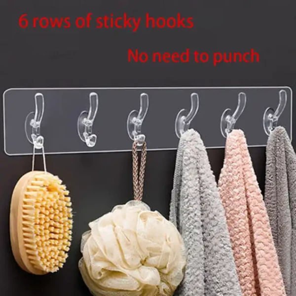6 Rows Multifunctional Transparent Sticky Hook