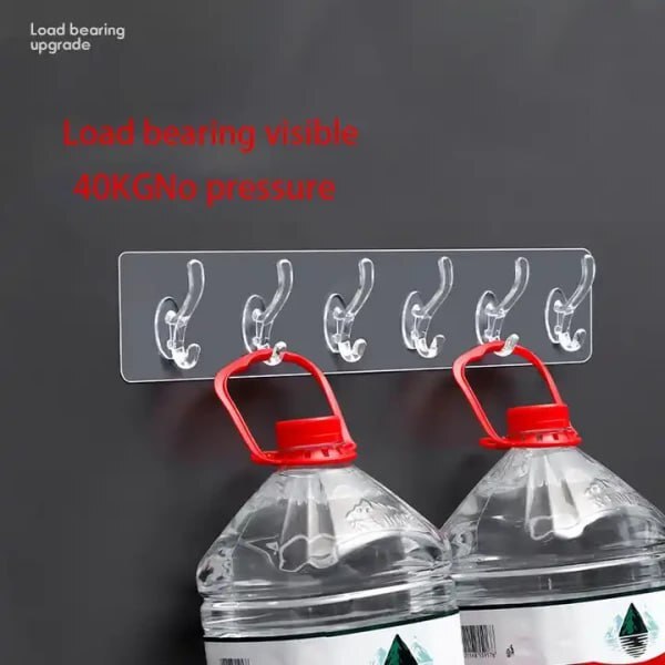 6 Rows Multifunctional Transparent Sticky Hook