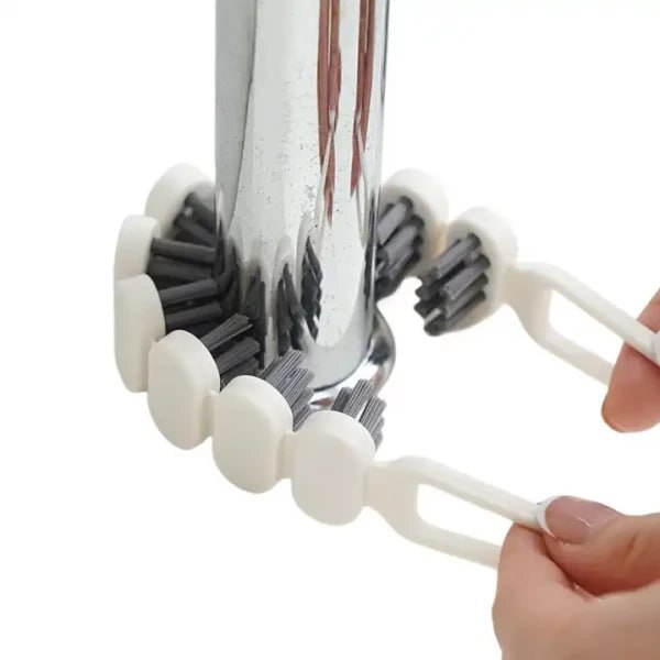 New Flexible Gap Cleaning Brush - Plastic Handle With Nylon Bristles, 25cm, Grey/white, Flexible Bendable, Ergonomic Non-slip Handle, Multipurpose
