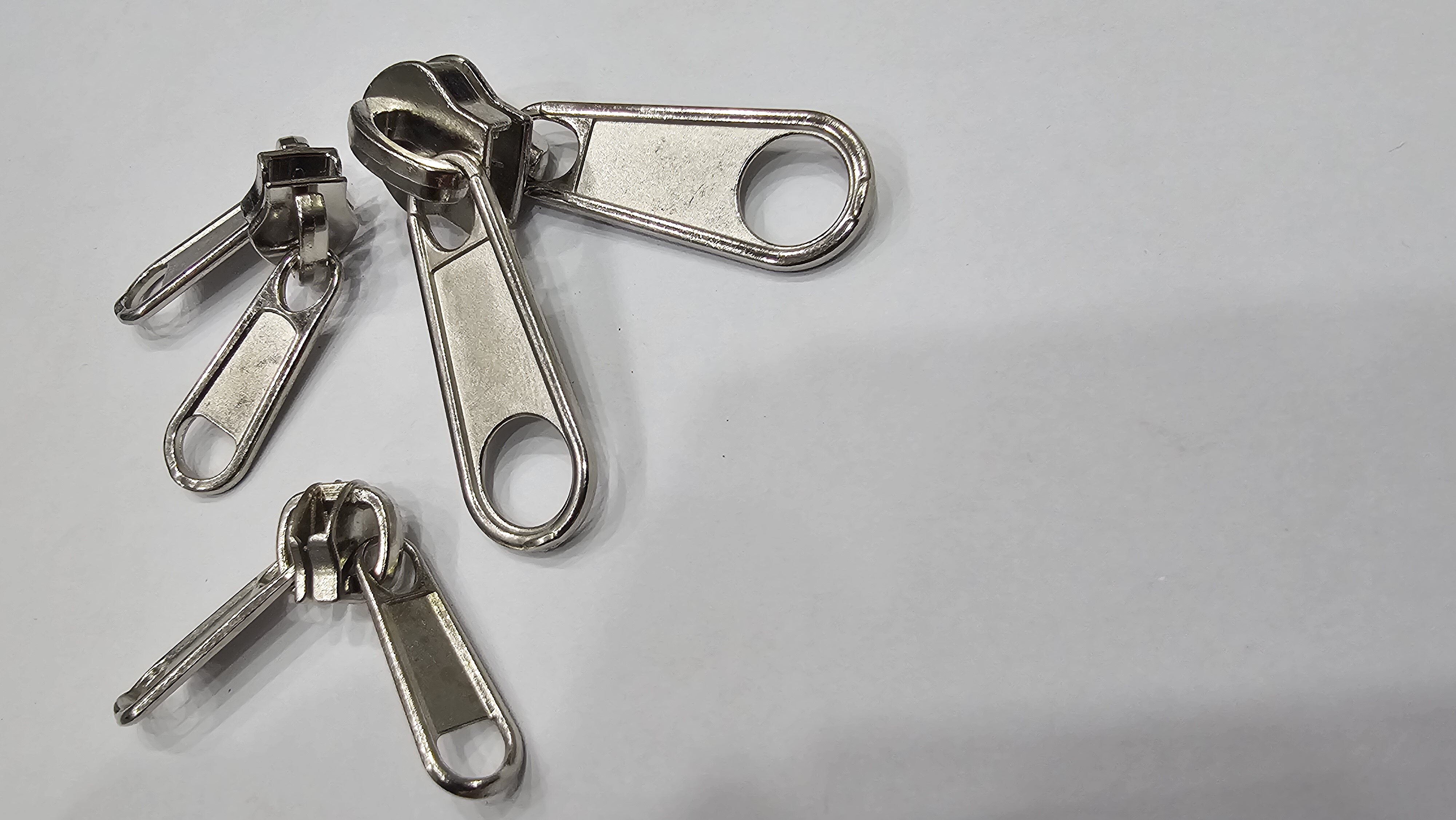 Sk099 5# Double Puller Zip - Zinc Alloy, Size 5, Nickel Color, Double-sided Design, Ideal For Bags And Jackets