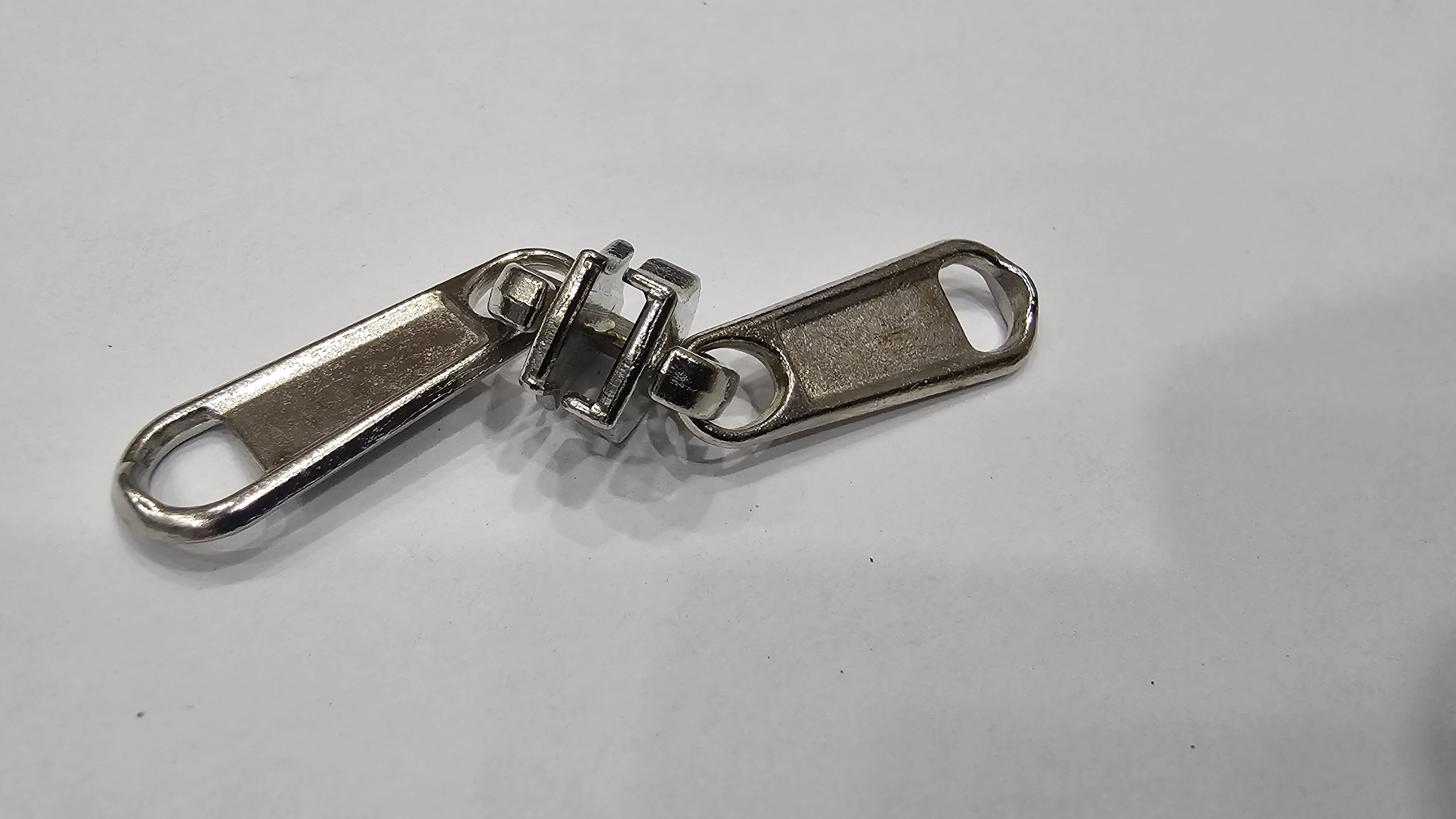 Sk099 5# Double Puller Zip - Zinc Alloy, Size 5, Nickel Color, Double-sided Design, Ideal For Bags And Jackets