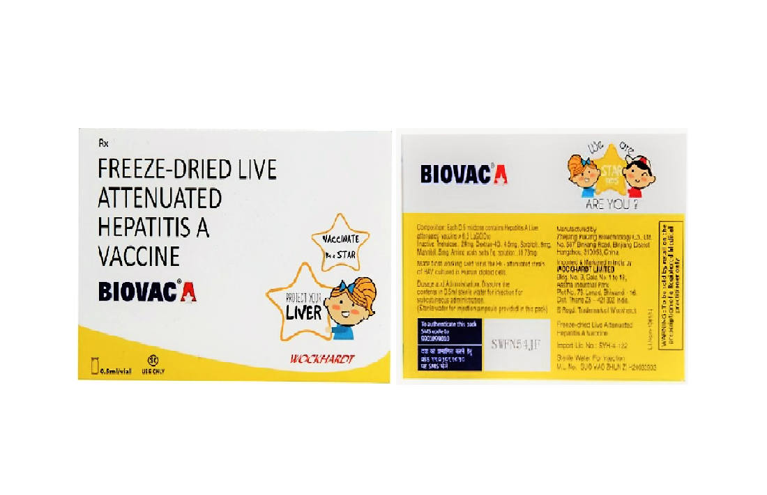 Biovac A Vaccine - Freeze-dried Live Attenuated Hepatitis A Vaccine (6.5ccid50) | Liquid Injection Requires 2 Doses 6 Months Apart Refrigerator Storage