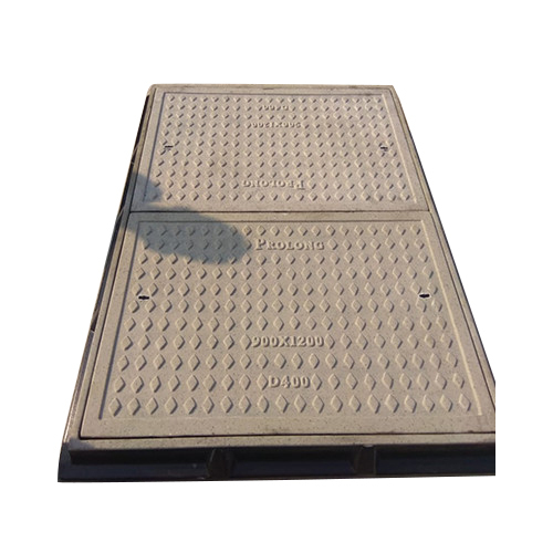 FRP Manhole Cover - Square Design, Galvanized Coating for Rust Resistance, Locking Mechanism for Safety, Ideal for Drainage Applications