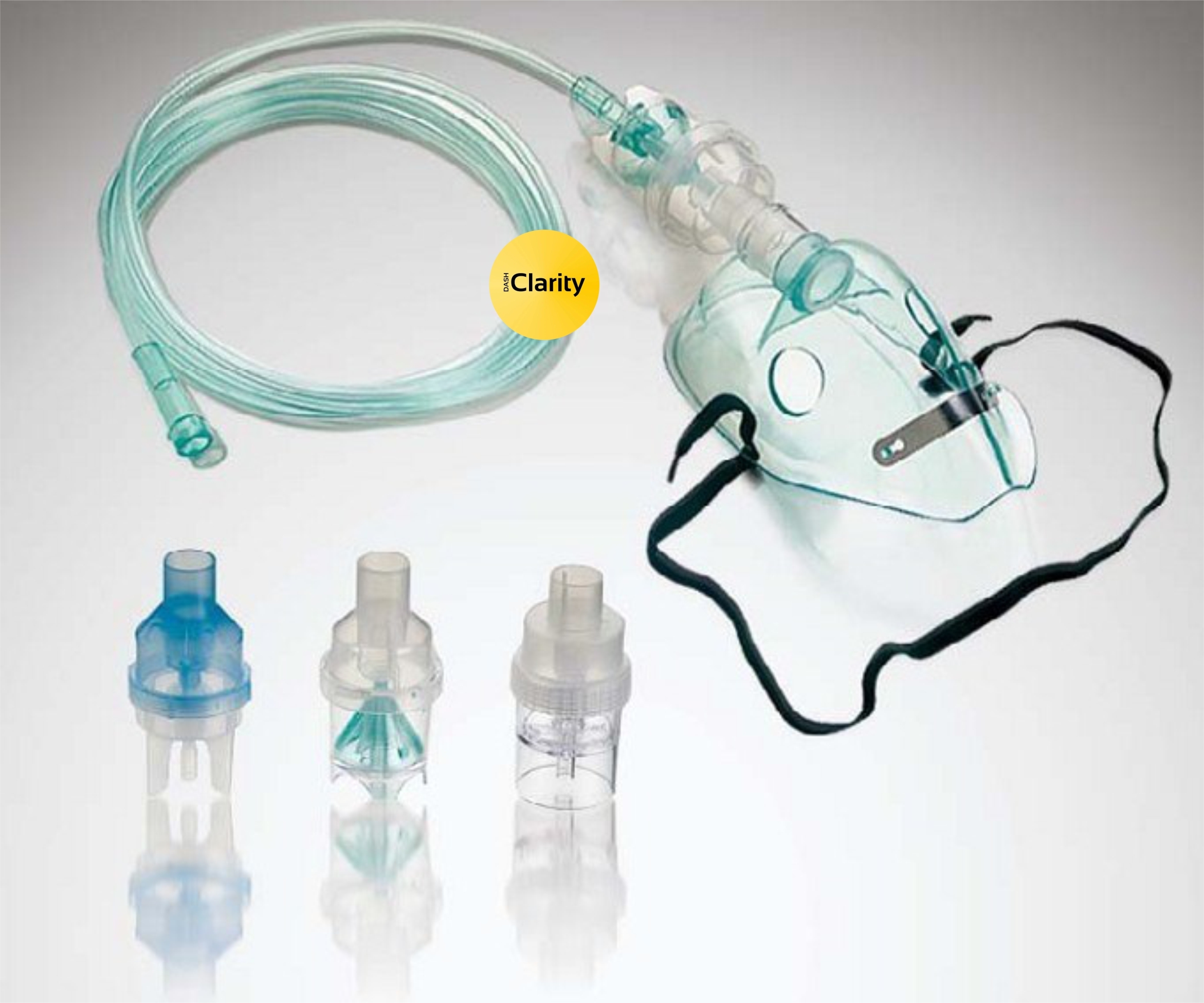 Pediatric Nebulizer Mask Set - Transparent Plastic, Universal Compatibility, Ergonomic Design | Efficient Aerosolization, Disposable Options Available