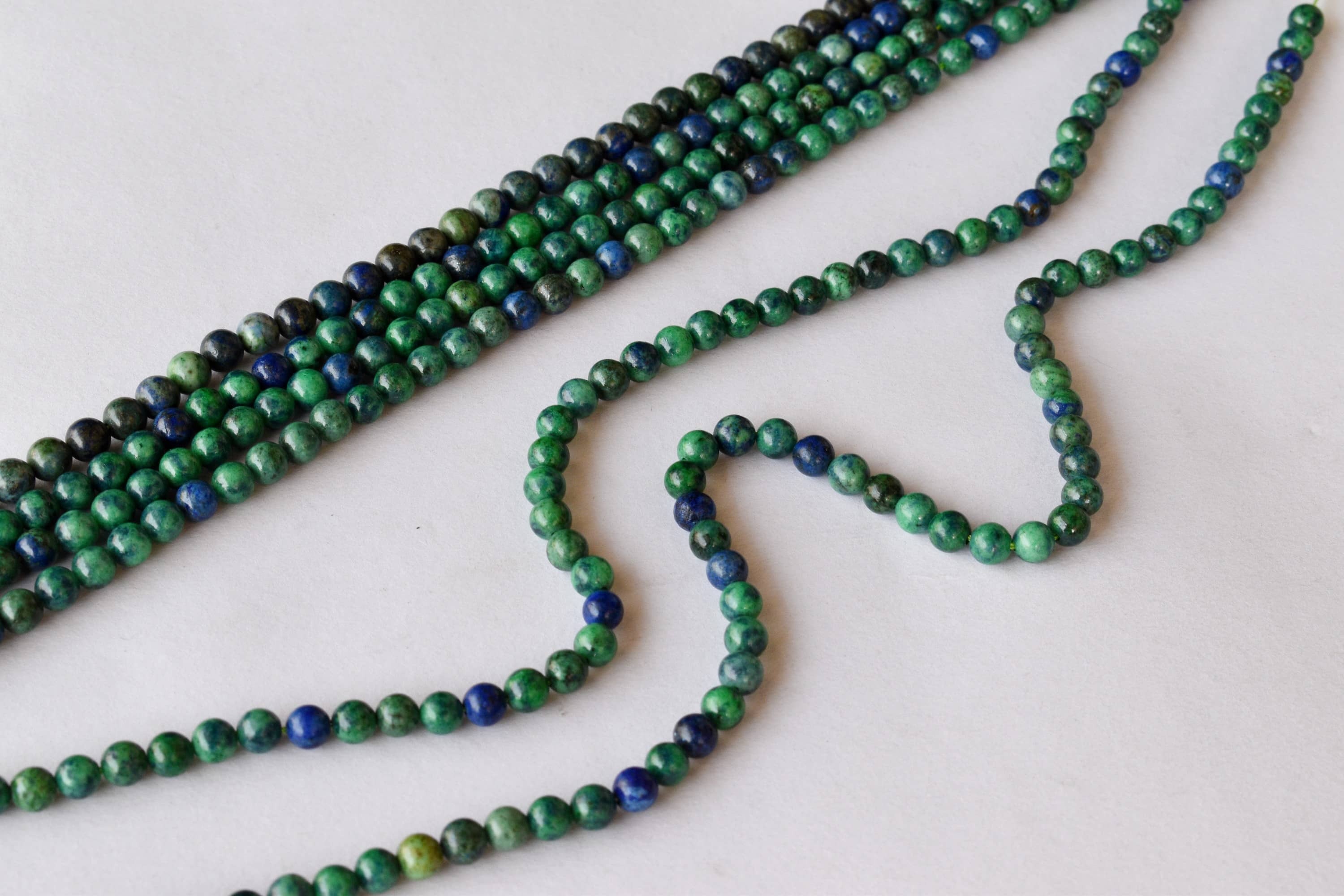 8mm Azurite Malachite Beads - Polished, 100% Natural Stone, Round Shape, Green With Unique Specks | Ideal For Party Wear Jewelry