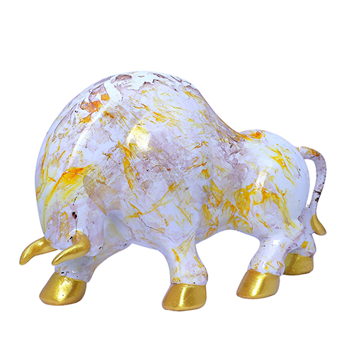 Bull Statue Shading Golden - Height: 5  Centimeter (Cm)