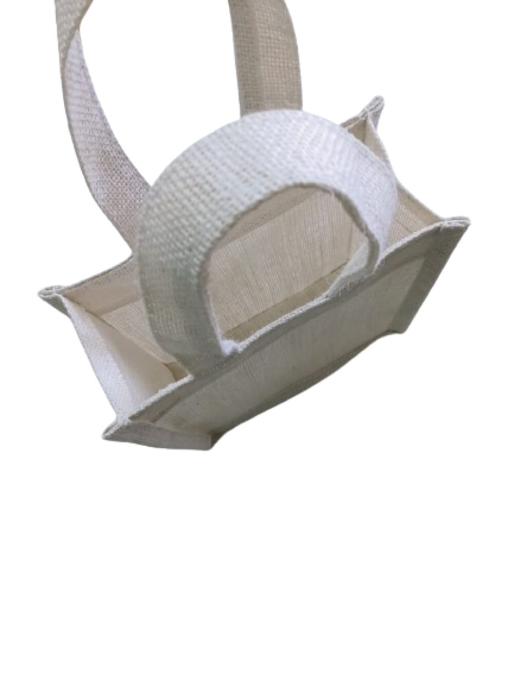 Jute Bag 8 - Natural Jute, 8x8x4 Inches, White Color | Eco-friendly Material, Durable, Lightweight, Versatile For Office & Grocery Use