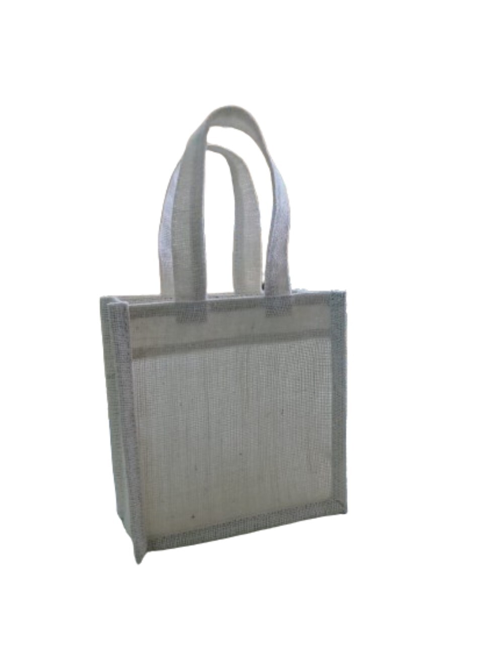 Jute Bag 8 - Natural Jute, 8x8x4 Inches, White Color | Eco-friendly Material, Durable, Lightweight, Versatile For Office & Grocery Use