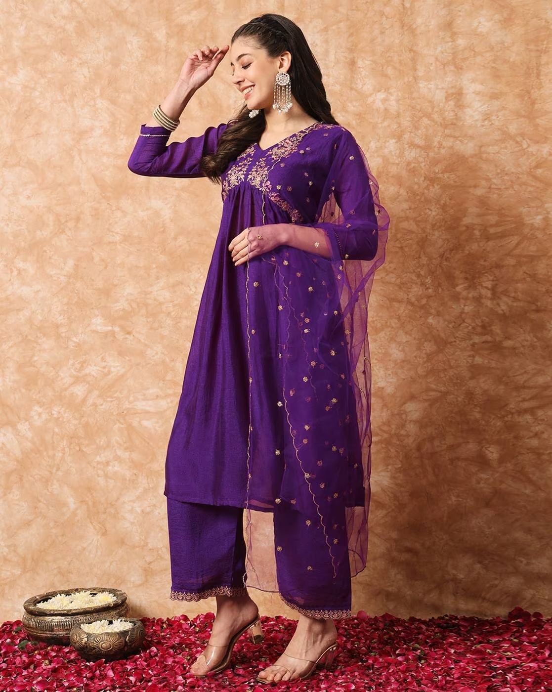 Palazzo Pants With Kurti - Color: Wine