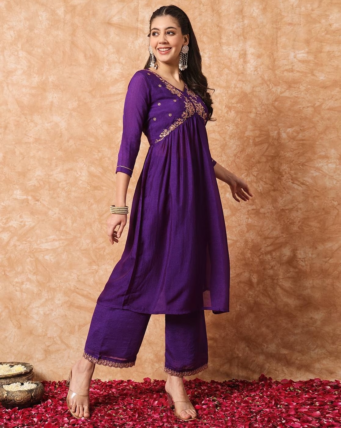 Palazzo Pants With Kurti - Color: Wine