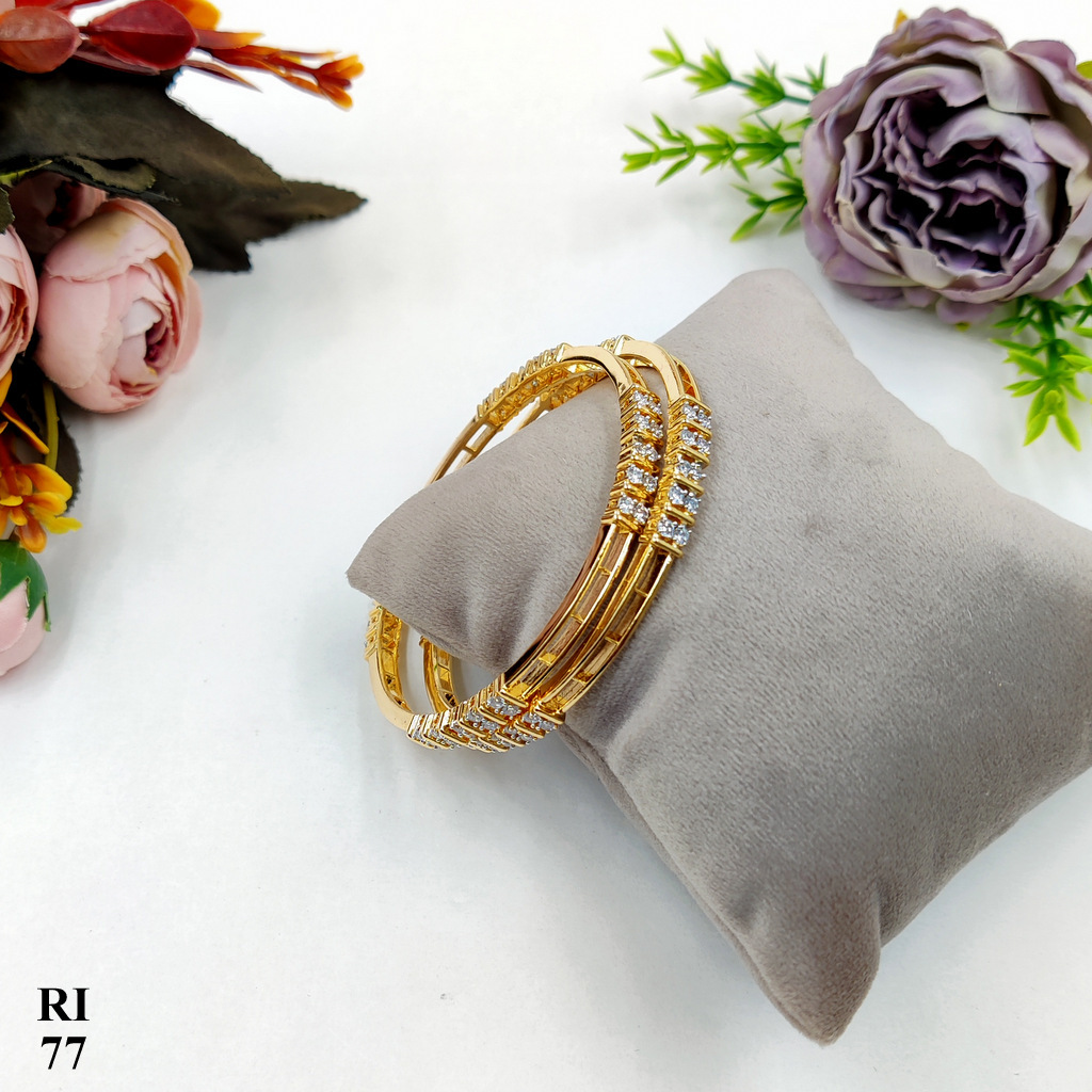Elegant Designer Cubic Zircon Bangle - Copper Alloy, White Polish | Fashionable Women's Bracelet For Anniversaries, Weddings, Parties