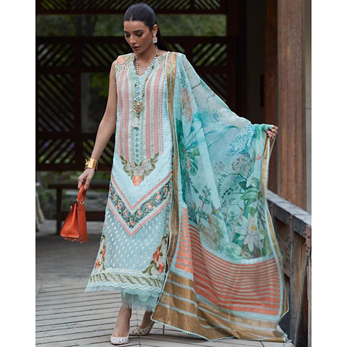 Organza Designer Printed Ladies Wear Suits - Cotton Material, Customized Sizes , Various Stylish Colors