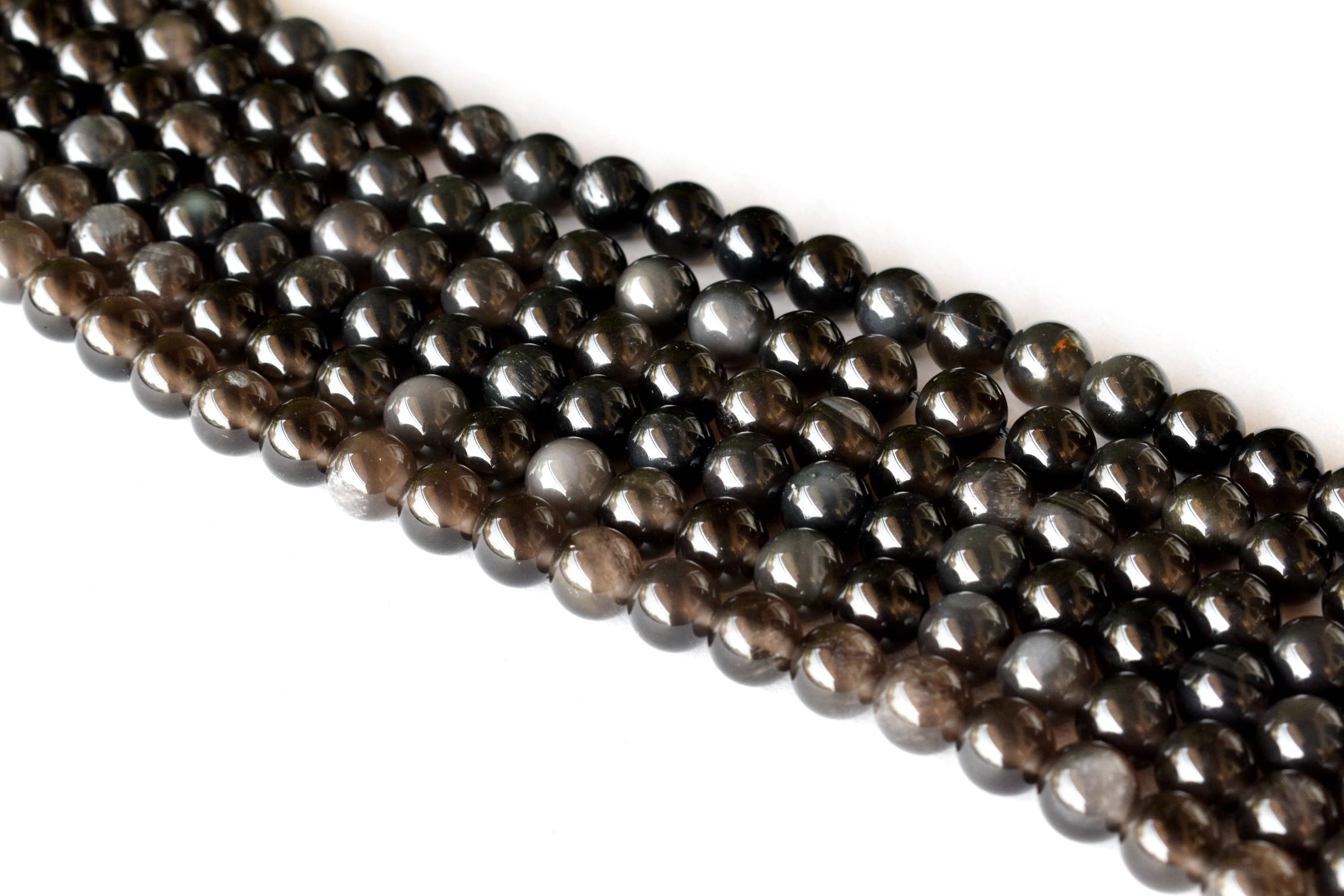 Stone Black Obsidian Beads For Necklace