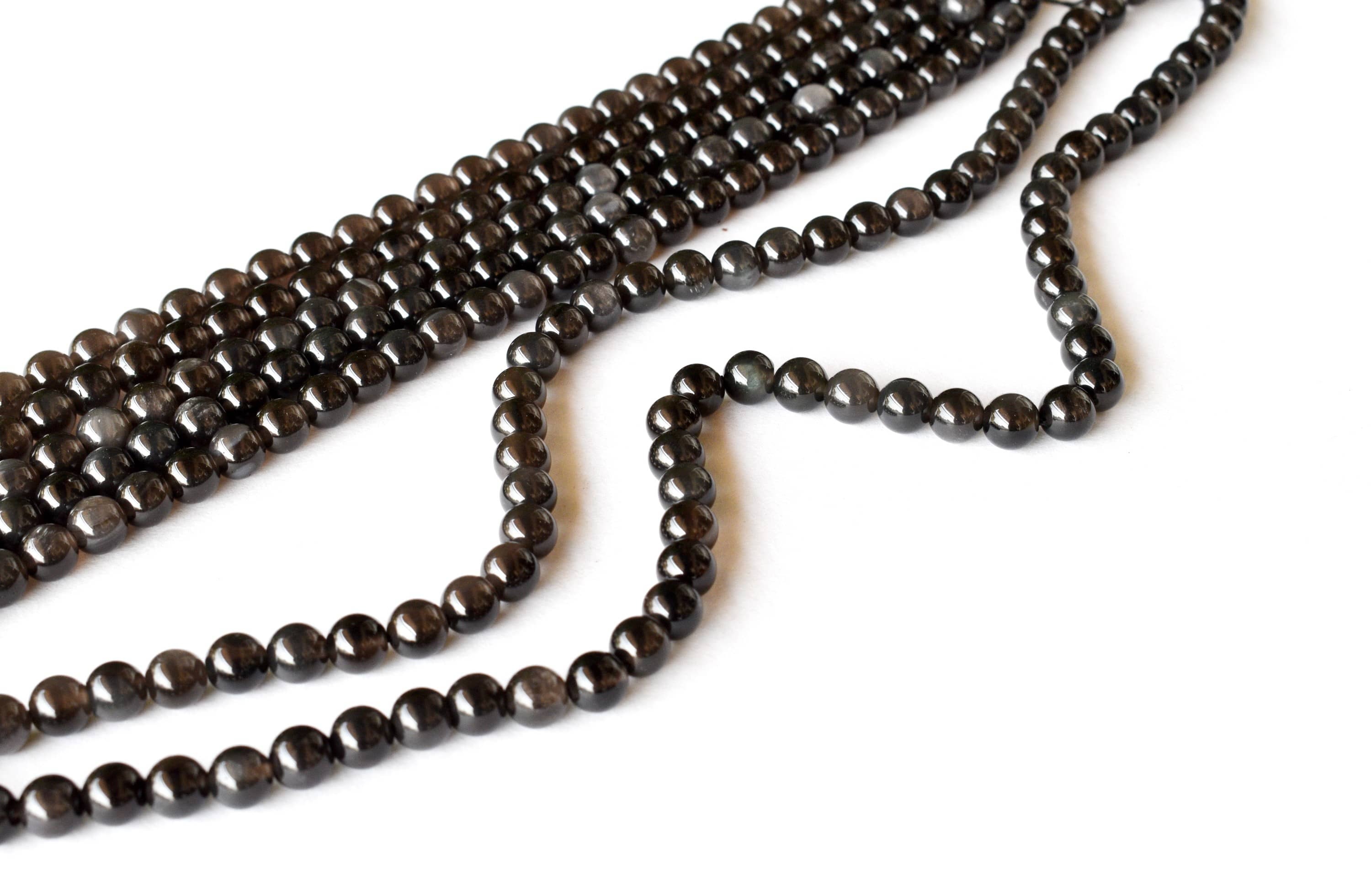 Stone Black Obsidian Beads For Necklace