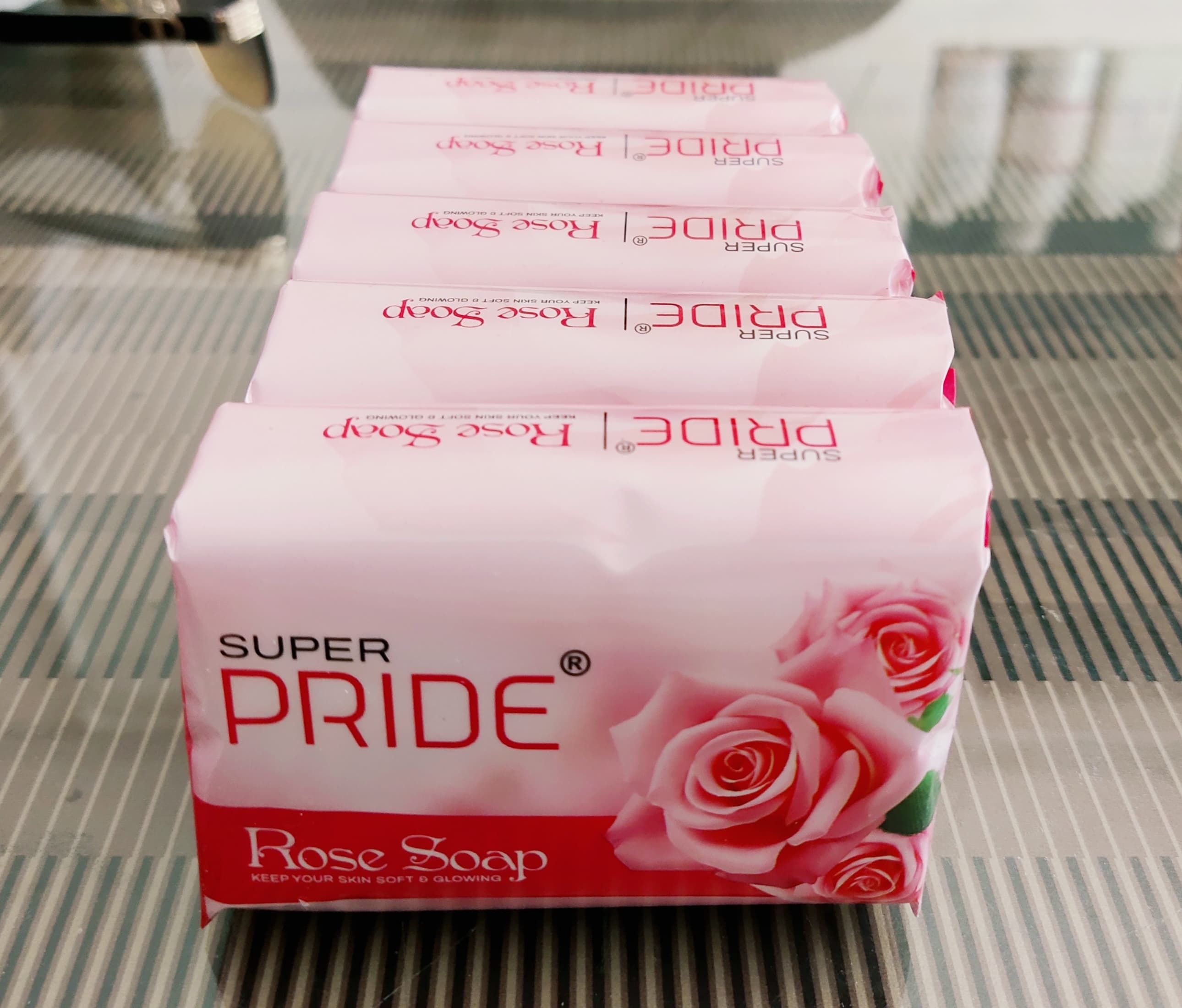 Bath Soap - 100gm Red Bar With Pink Speckles | Herbal Olive Oil, High Foam, Floral Perfume