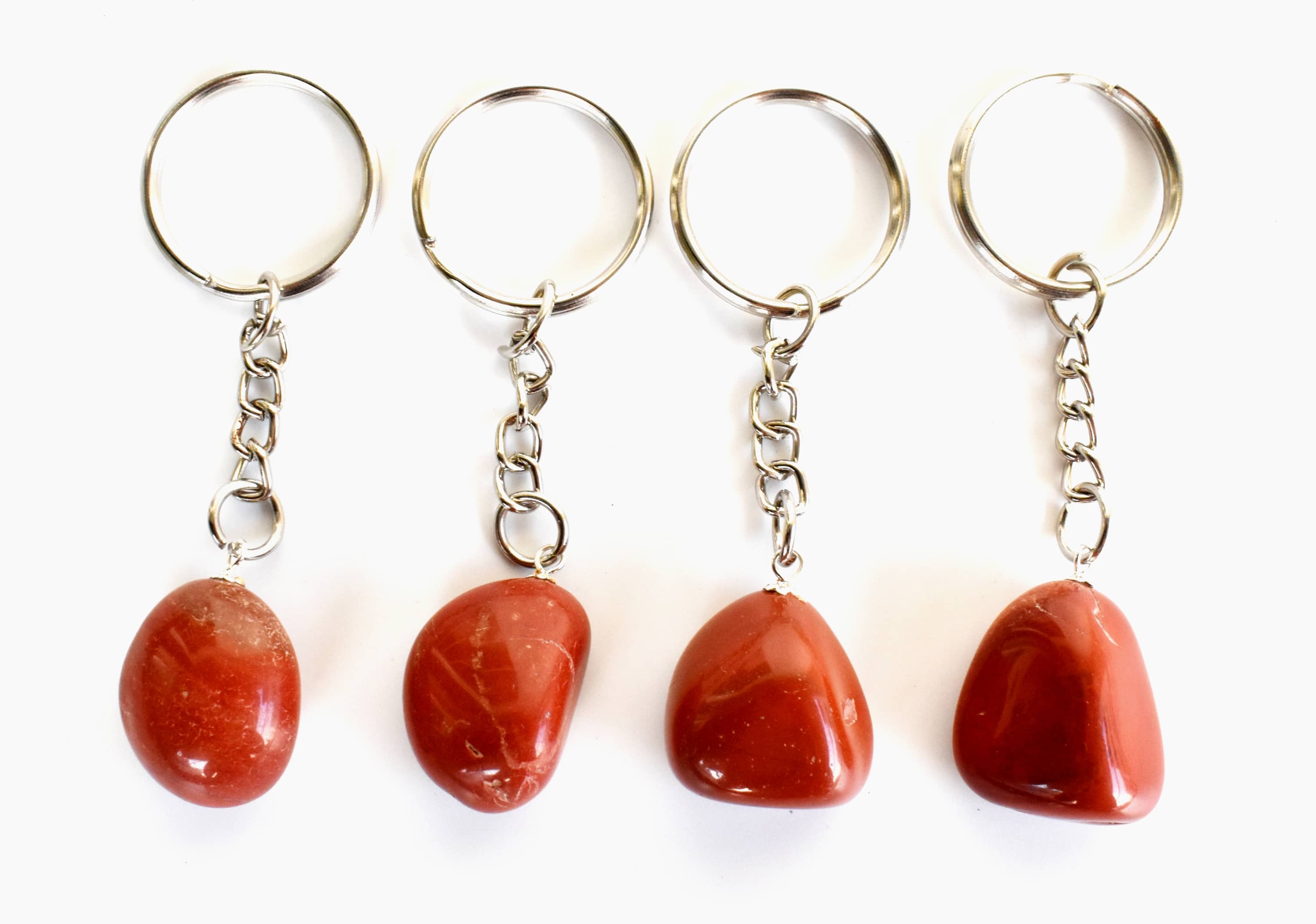 Red Jasper Key Chain - 5.5cm Tumble Heart Sphere | Crystal Stone, Red Color, Religious Style Gemstone Keyring