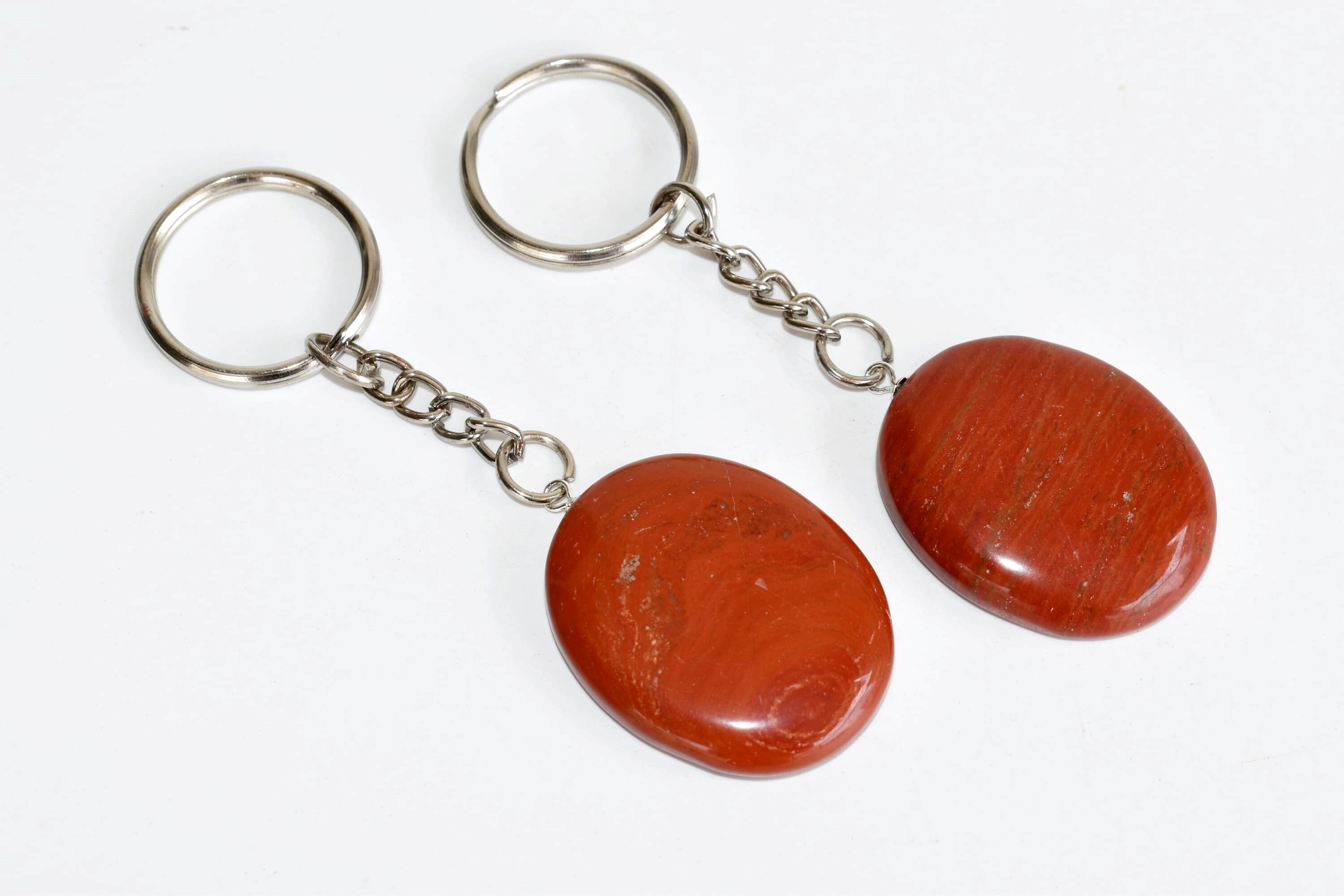 Red Jasper Key Chain - 5.5cm Tumble Heart Sphere | Crystal Stone, Red Color, Religious Style Gemstone Keyring