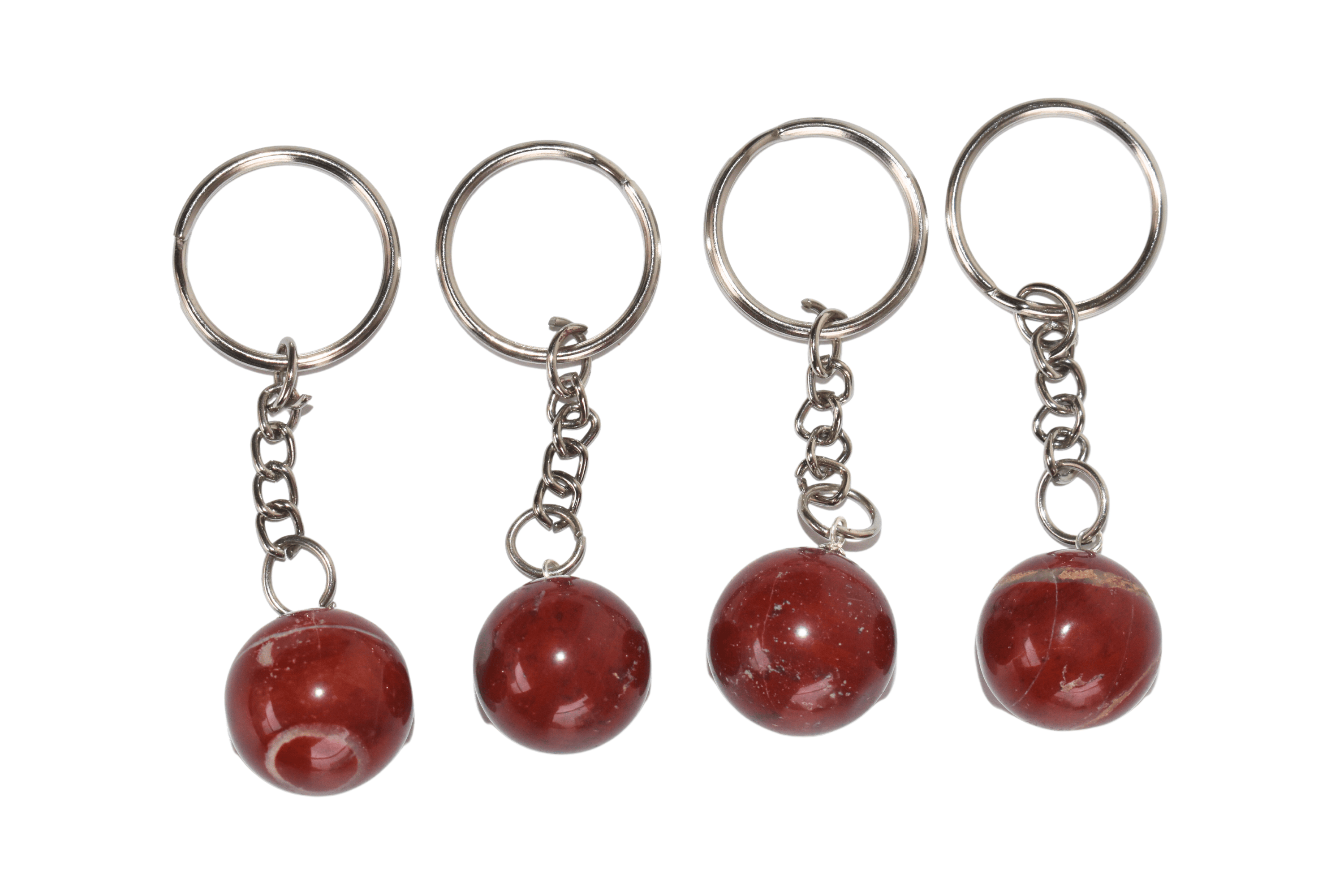 Red Jasper Key Chain - 5.5cm Tumble Heart Sphere | Crystal Stone, Red Color, Religious Style Gemstone Keyring