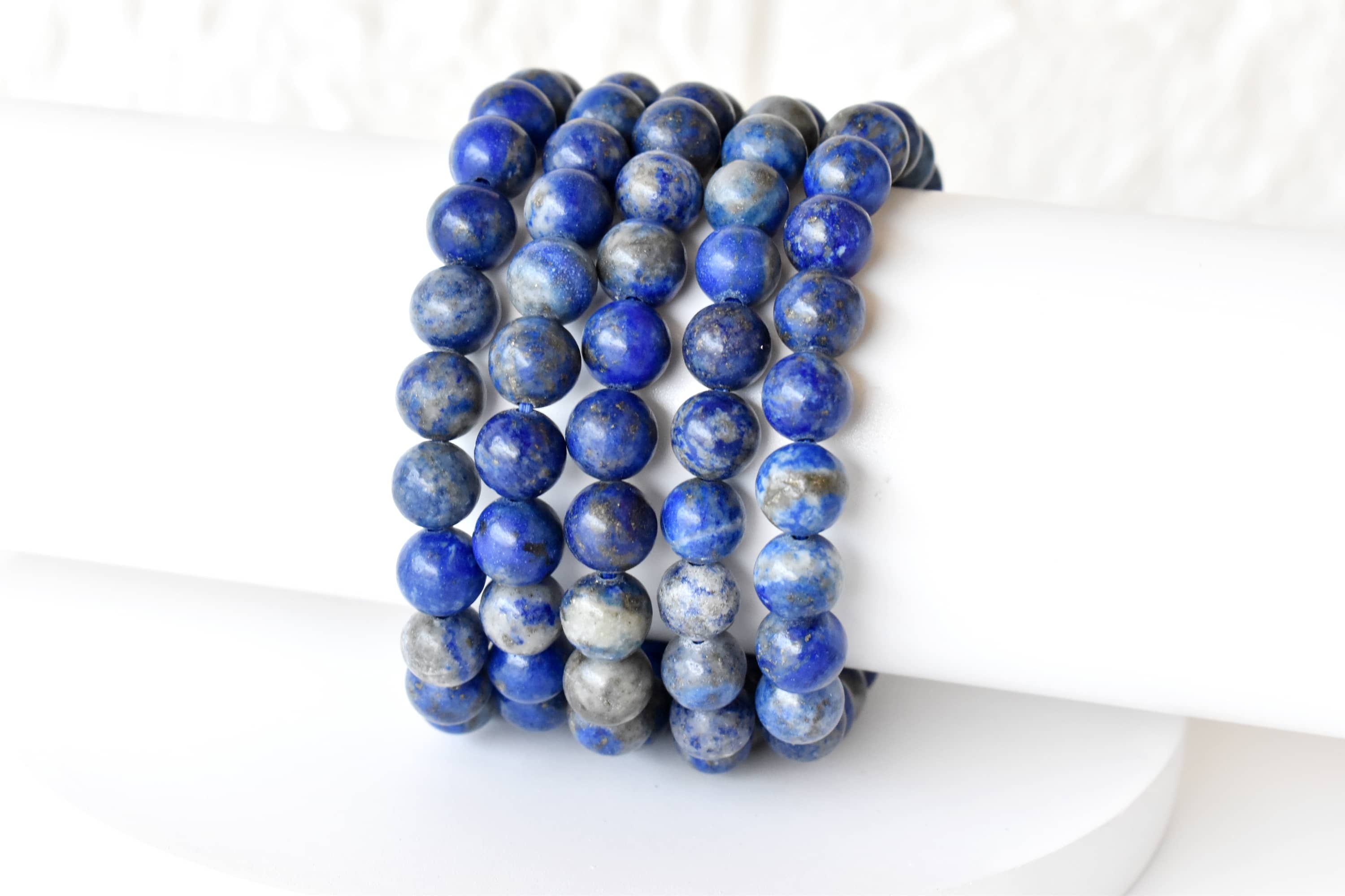 Lapis Lazuli Bracelet - 8mm Natural Beaded Bracelet, Blue Gemstone For Creativity | Wrist Size 7-7.5 Inches, 22 Grams Weight