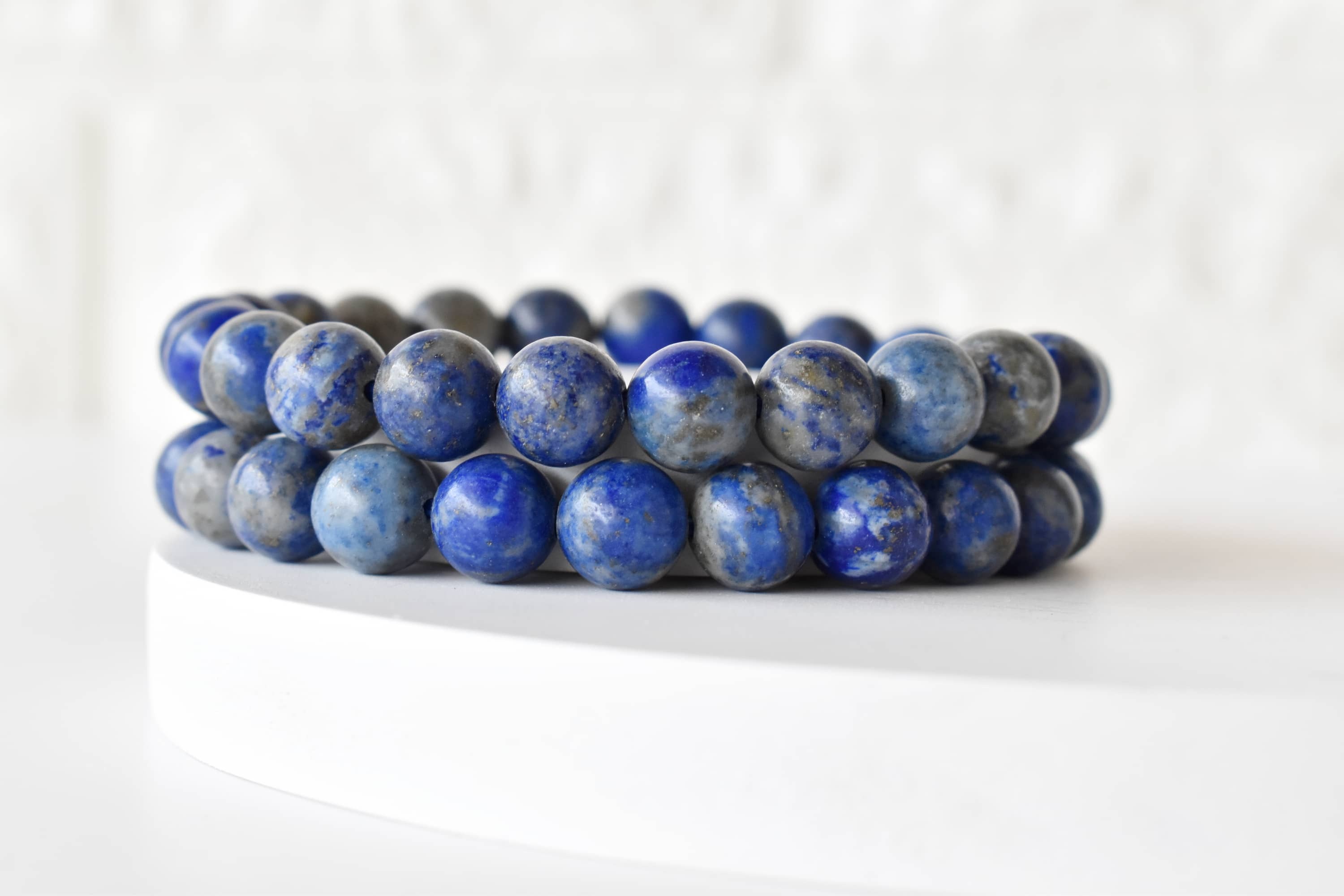 Lapis Lazuli Bracelet - 8mm Natural Beaded Bracelet, Blue Gemstone For Creativity | Wrist Size 7-7.5 Inches, 22 Grams Weight