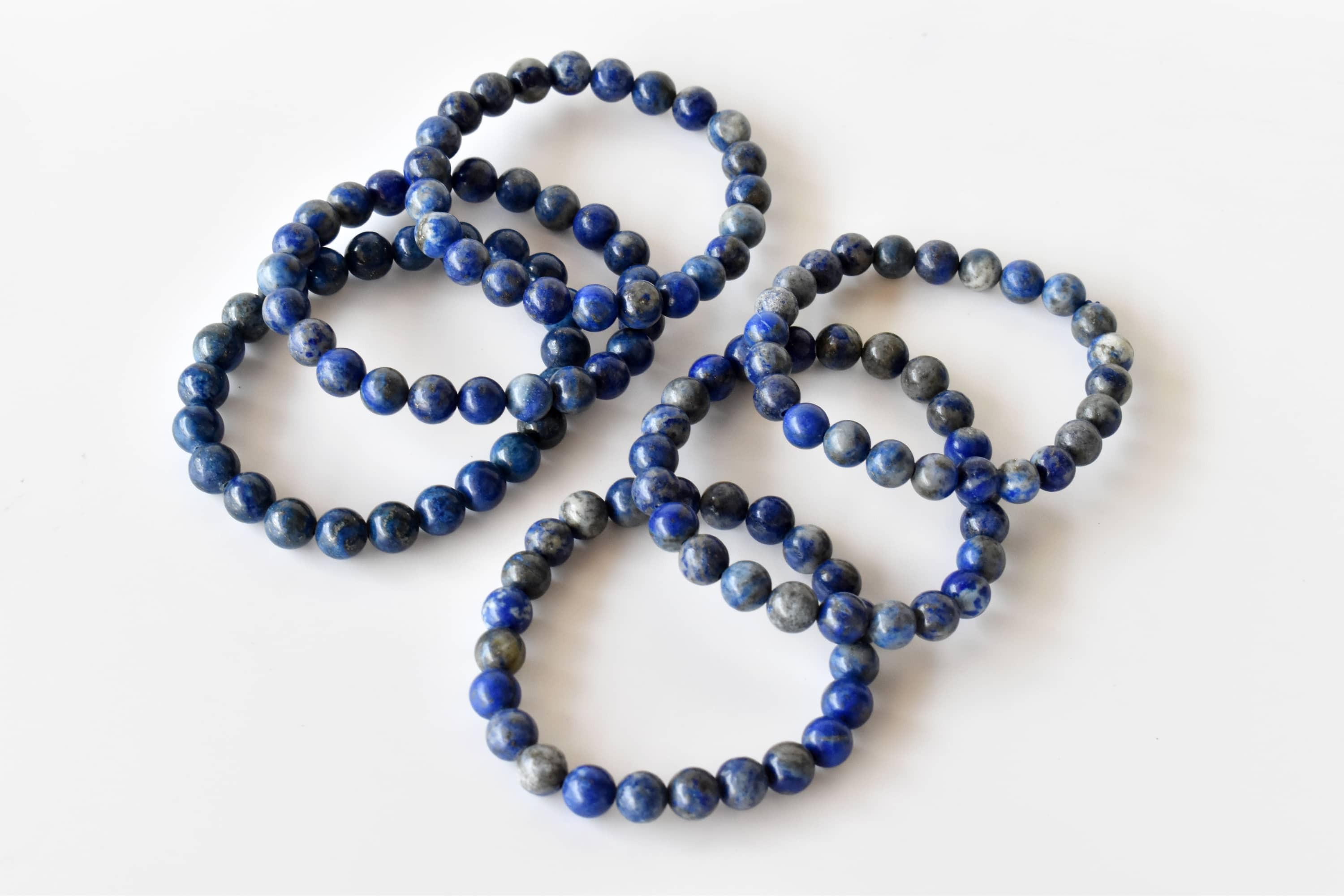 Lapis Lazuli Bracelet - 8mm Natural Beaded Bracelet, Blue Gemstone For Creativity | Wrist Size 7-7.5 Inches, 22 Grams Weight