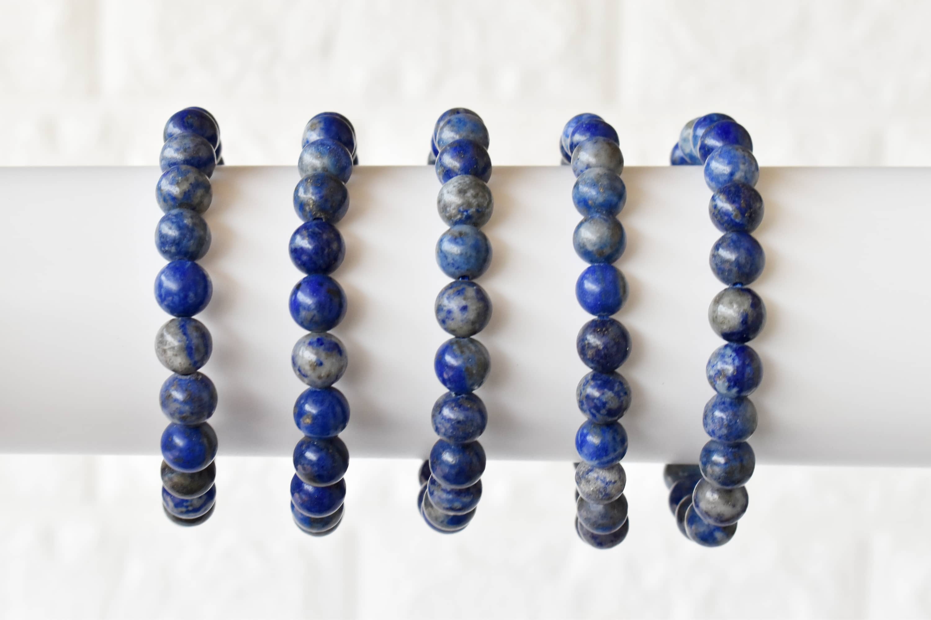Lapis Lazuli Bracelet - 8mm Natural Beaded Bracelet, Blue Gemstone For Creativity | Wrist Size 7-7.5 Inches, 22 Grams Weight
