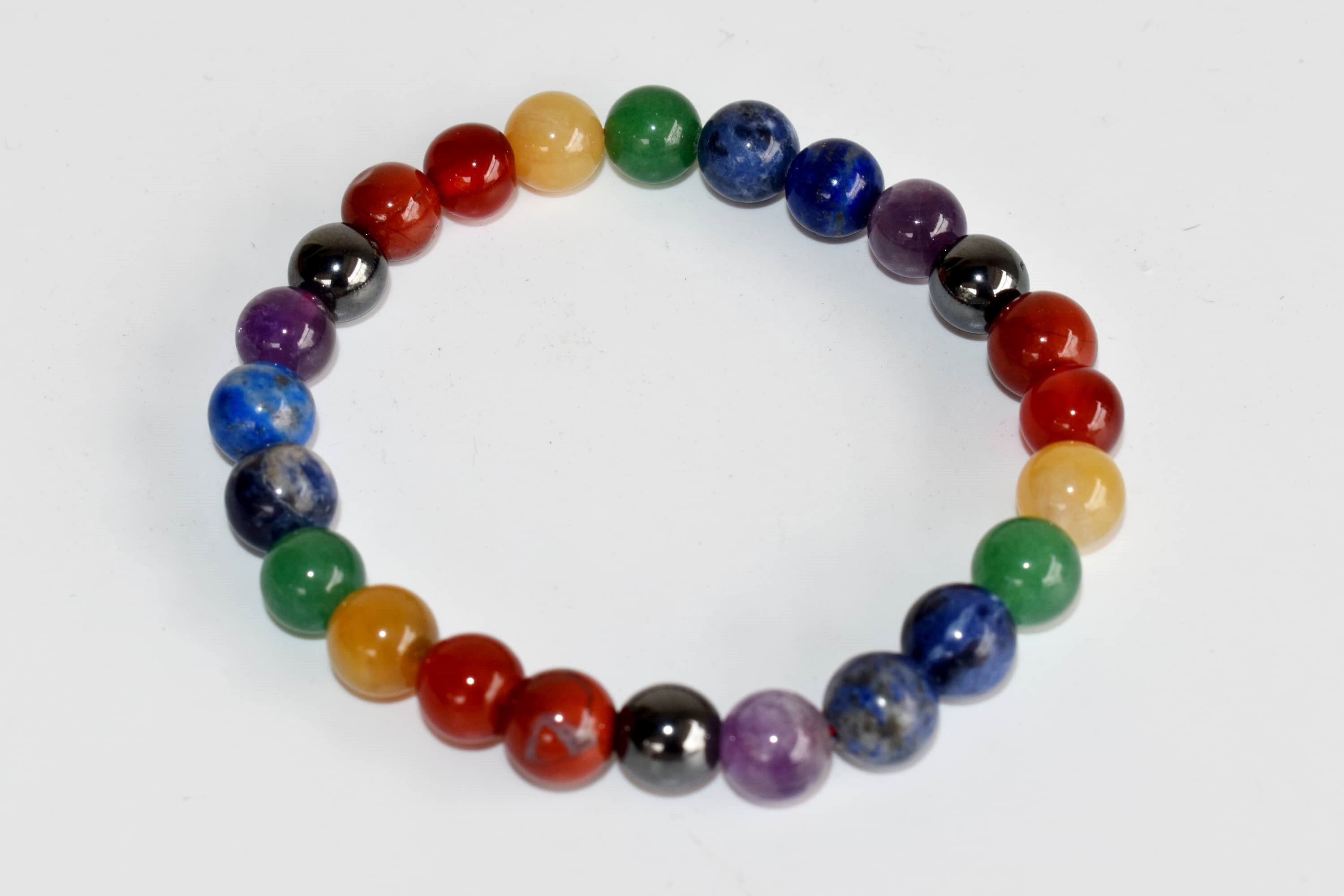 7 Chakra Bracelet Crystal Beaded Bracelet - 8mm Multicolor Natural Gemstones , Chakra Healing Wristband For Yoga And Reiki Meditation