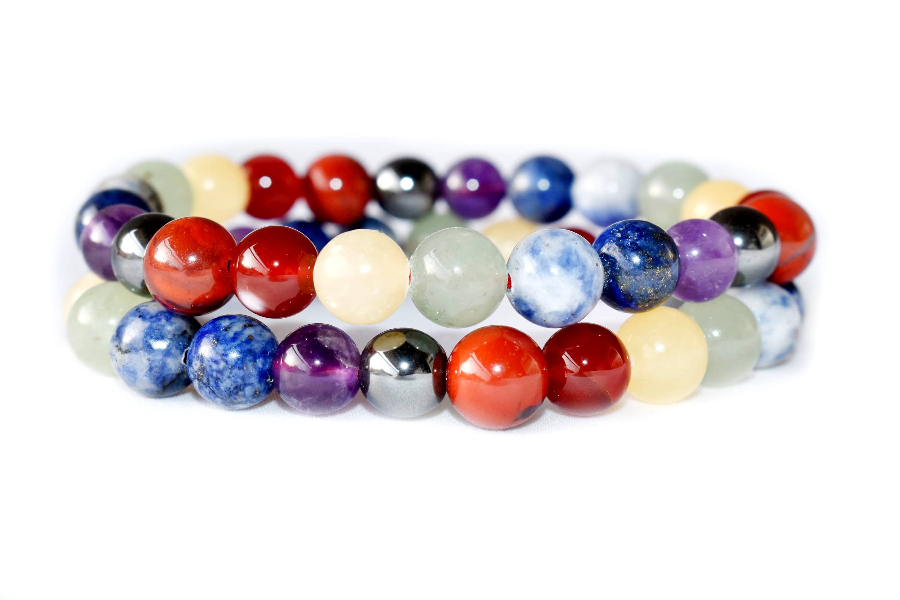 7 Chakra Bracelet Crystal Beaded Bracelet - 8mm Multicolor Natural Gemstones , Chakra Healing Wristband For Yoga And Reiki Meditation