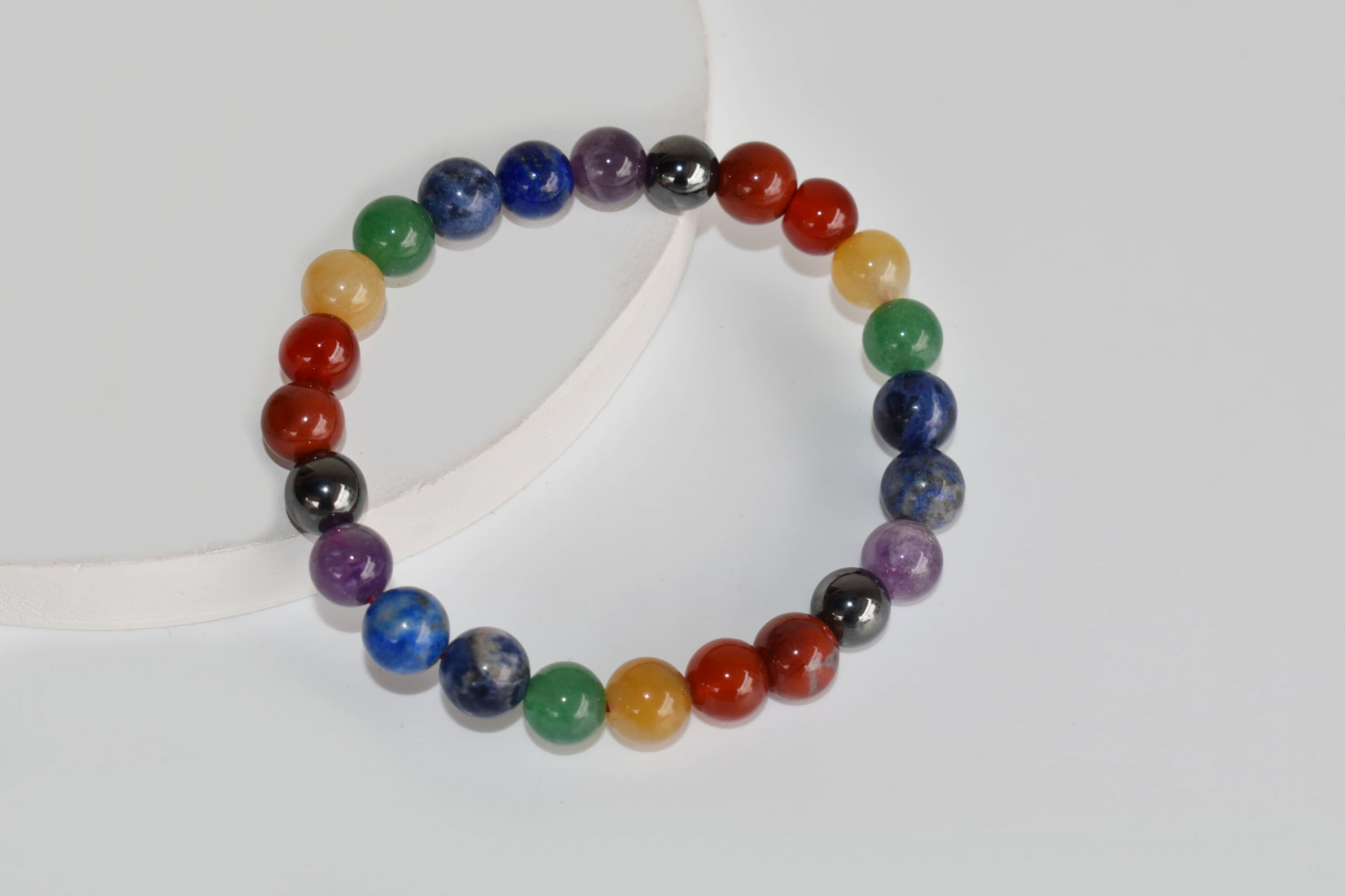 7 Chakra Bracelet Crystal Beaded Bracelet - 8mm Multicolor Natural Gemstones , Chakra Healing Wristband For Yoga And Reiki Meditation