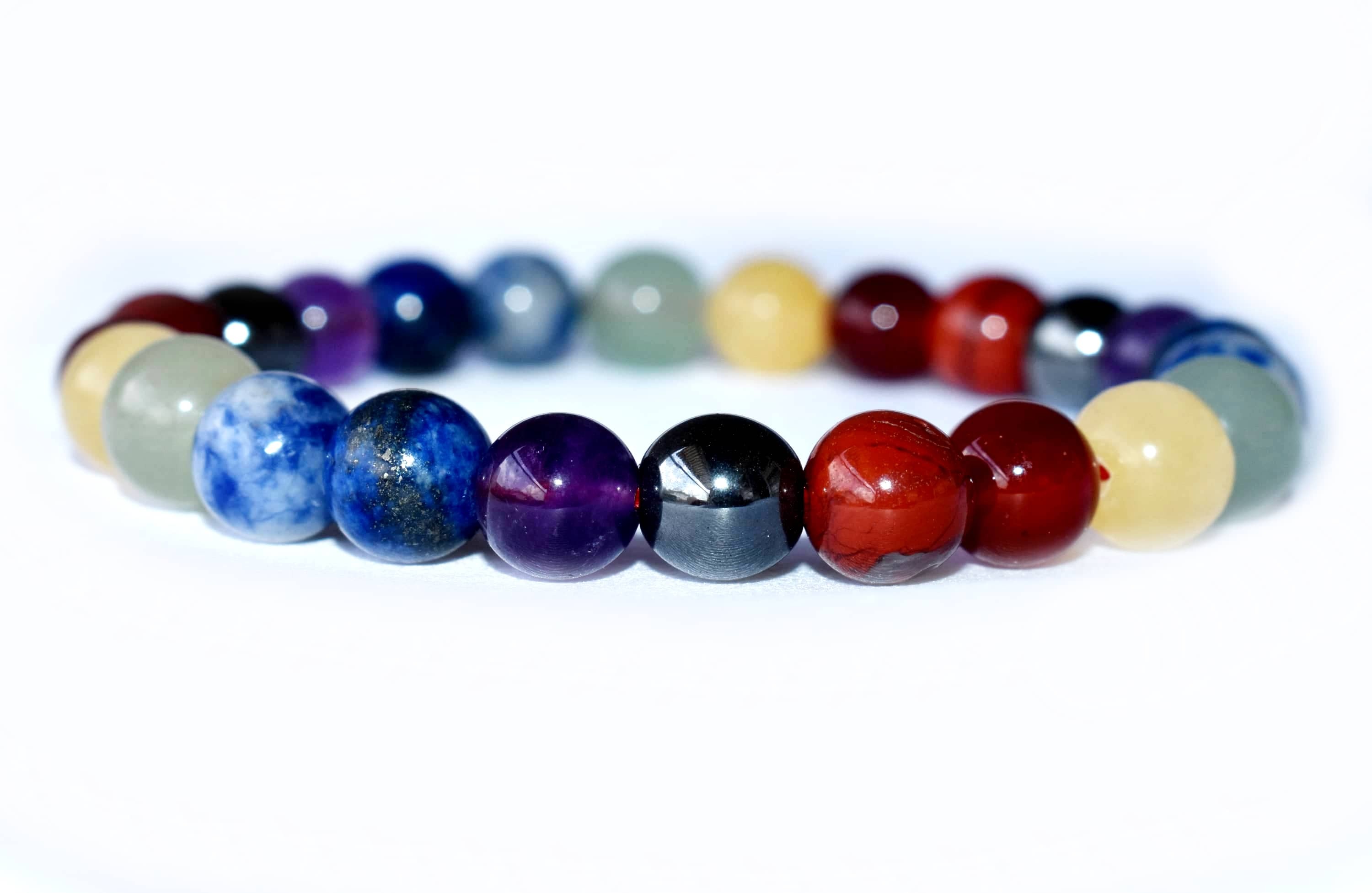 7 Chakra Bracelet Crystal Beaded Bracelet - 8mm Multicolor Natural Gemstones , Chakra Healing Wristband For Yoga And Reiki Meditation