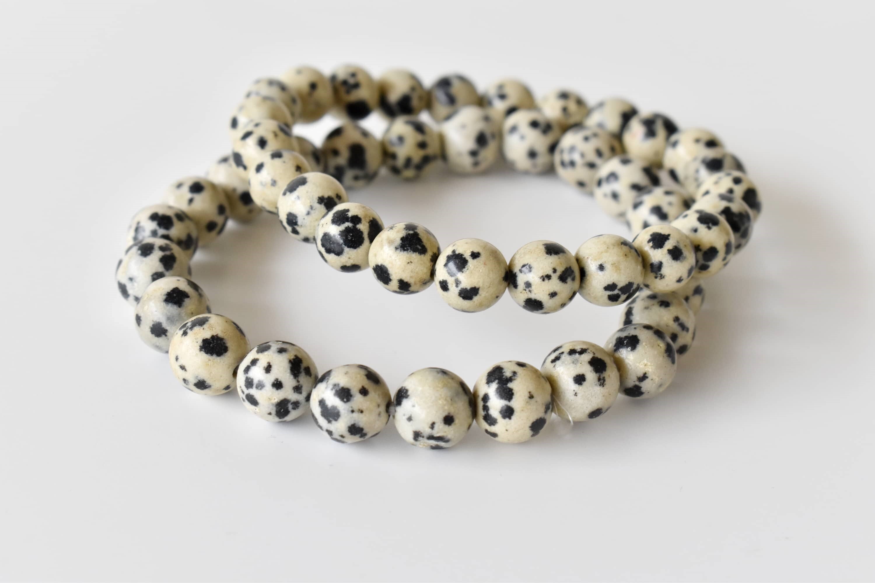 Round Dalmatian Jasper Beaded Gemstone Bracelet