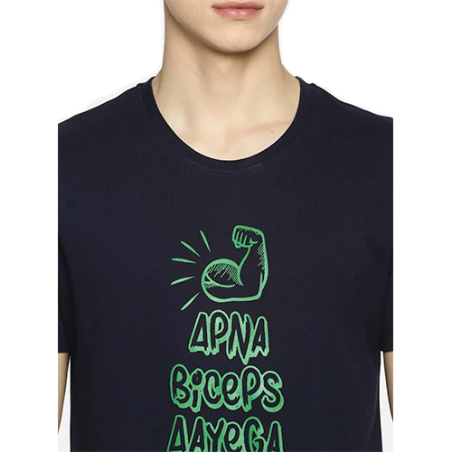 नीला गोल गला टी-शर्ट्स -