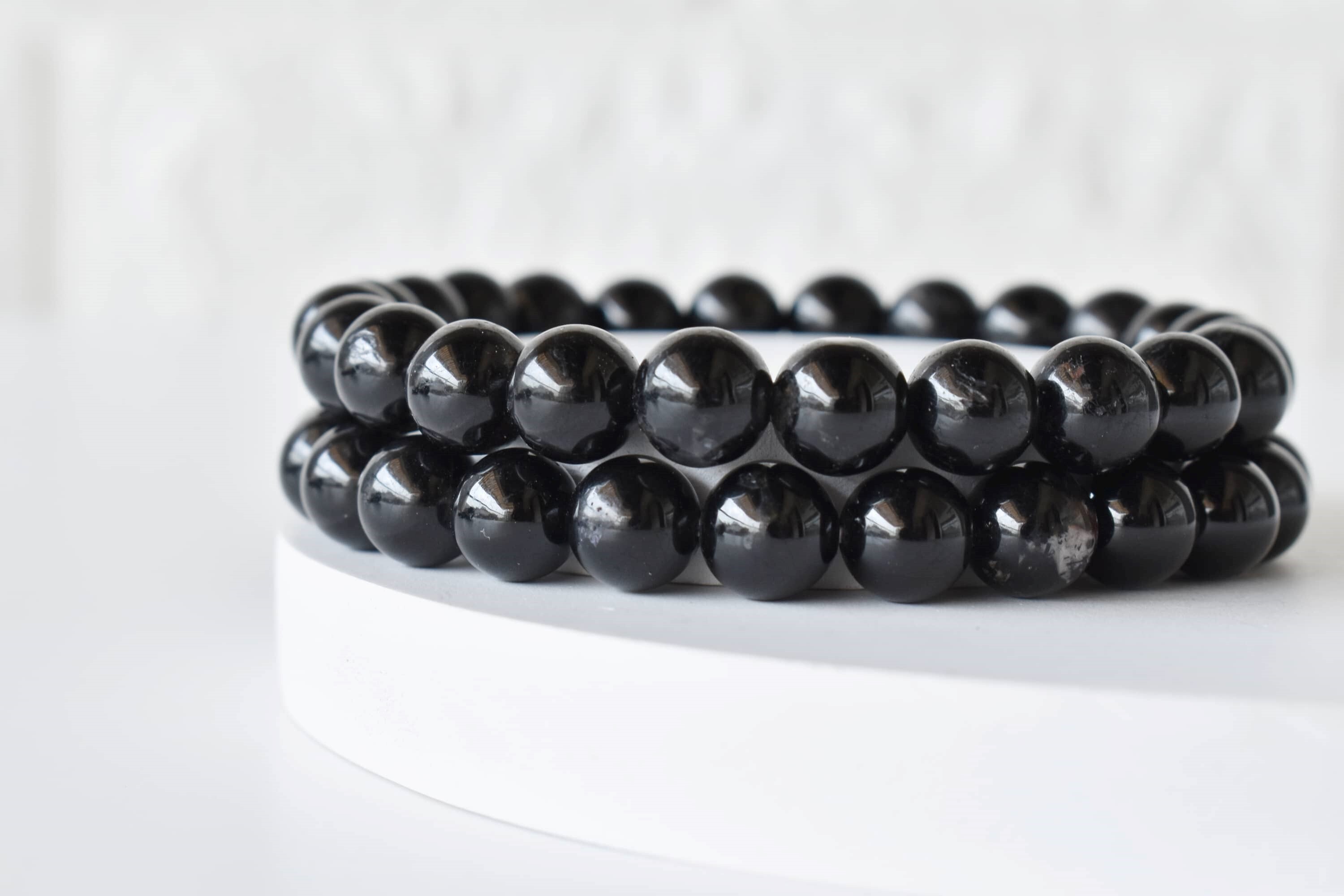 Round Black Tourmaline Gemstone Bracelet