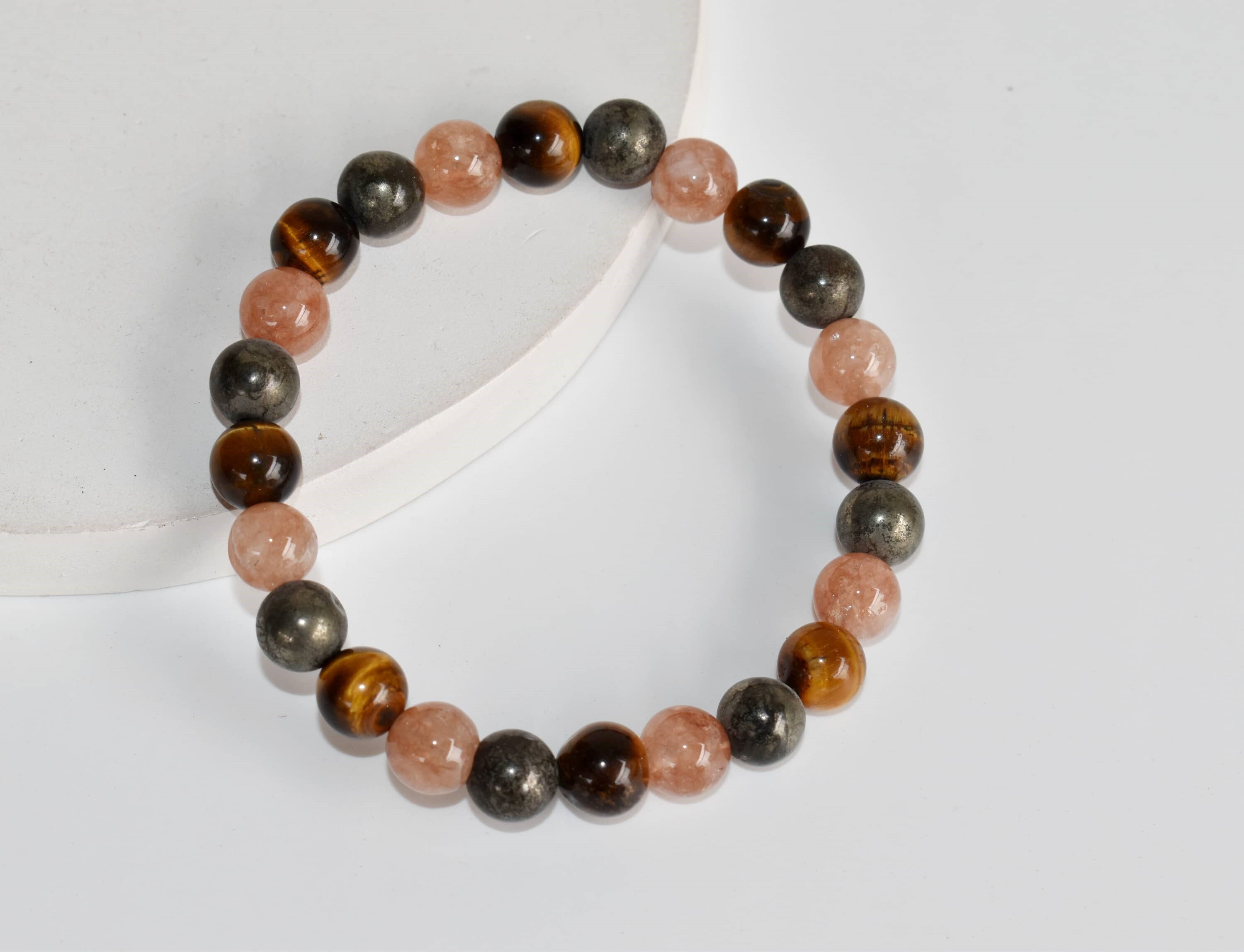 Leo Zodiac Bracelet - 8mm Natural Gemstones, Tigers Eye & Sunstone | Round Design, Perfect Zodiac Sign Gift For Astrology Lovers
