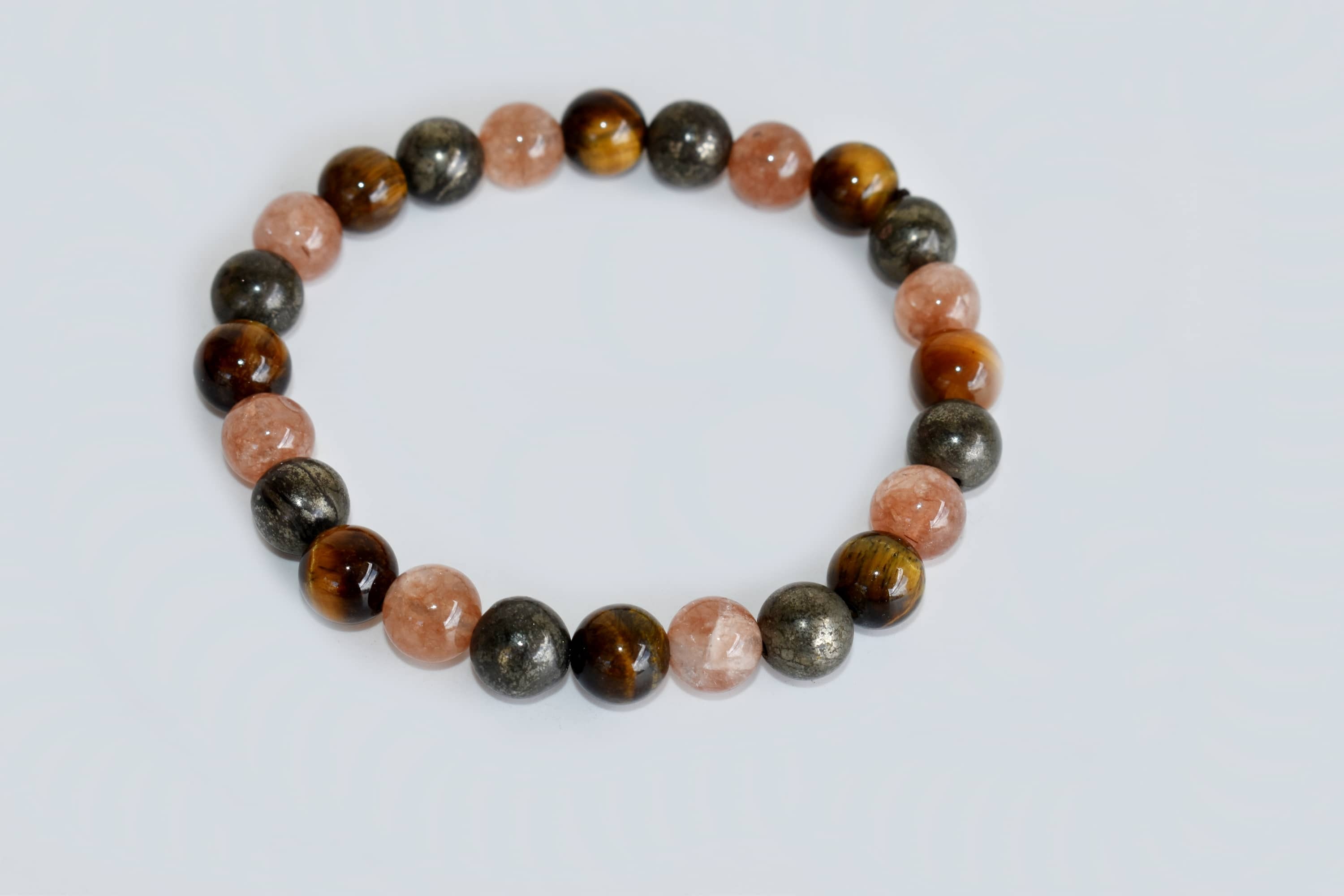 Leo Zodiac Bracelet - 8mm Natural Gemstones, Tigers Eye & Sunstone | Round Design, Perfect Zodiac Sign Gift For Astrology Lovers